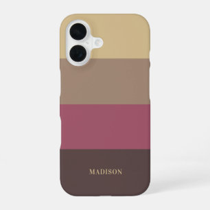 Coque iPhone 16 Rayures de motif de nom personnalisé