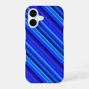Coque iPhone 16 Rayures diagonales bleues