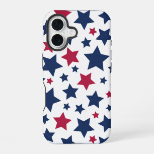 Coque iPhone 16 Red and Blue Stars - motif de drapeau américain