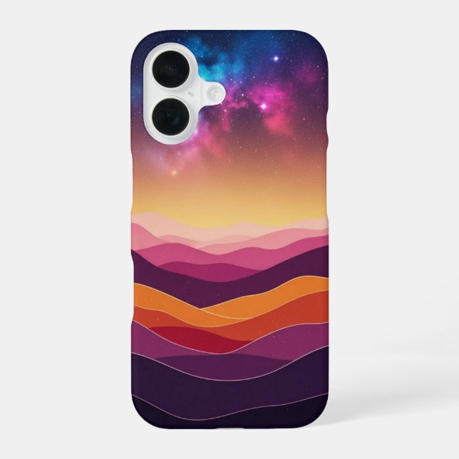 Coque iPhone 16 Retro Cosmic Hills (Verso)