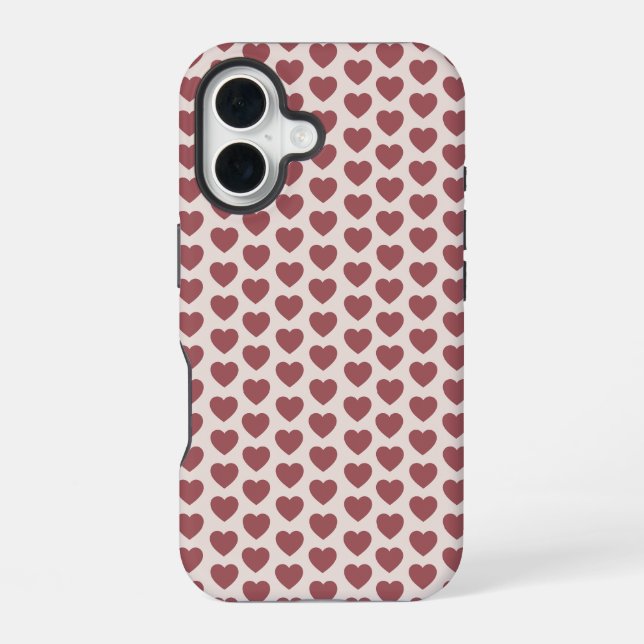 Coque iPhone 16 Retro Hearts Pink Burgundy Y2K Style (Verso)