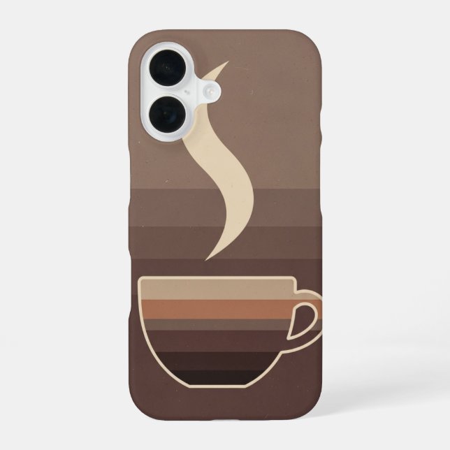 Coque iPhone 16 Retro Stylized Coffee Cup Art (Verso)