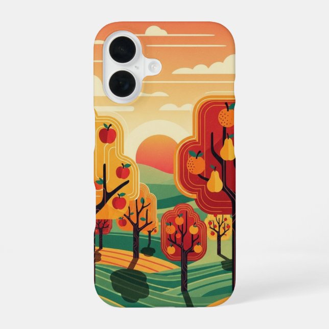 Coque iPhone 16 Retro Sunset Orchard (Verso)