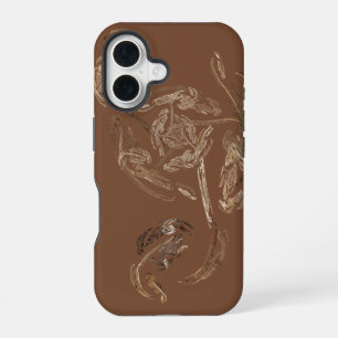 Coque iPhone 16 rose abstraite en feuille d'or