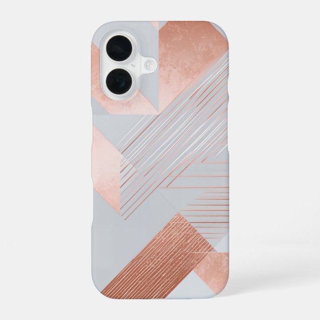 Coque iPhone 16 Rose Gold Geometric Abstract Pattern (Verso)