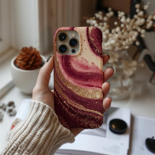 Coque iPhone 16 Ruby Opulence – Luxe Bourgogne & Design Glamour Au