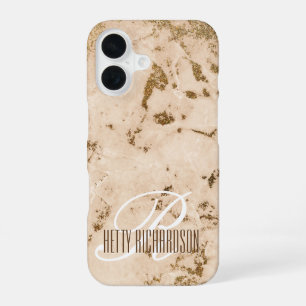 Coque iPhone 16 Saumon rose Parties scintillant marbre effet Premi