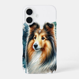 Coque iPhone 16 Shetland Sheepdog Watercolor Art