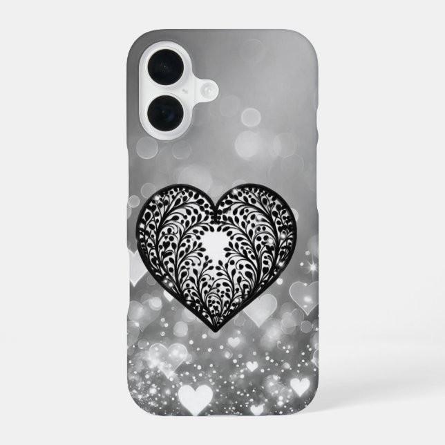 Coque iPhone 16 Silhouette Coeur Élégante (Verso)