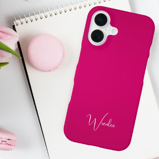 Coque iPhone 16 Simple Monogramme rose moderne minimaliste