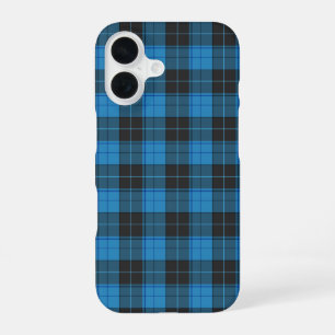 Coque iPhone 16 Simple motif tartan en bleu foncé