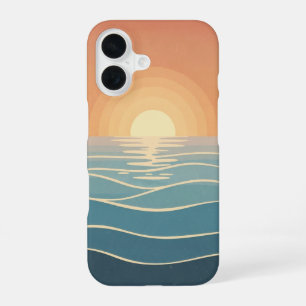 Coque iPhone 16 Soleil et Mer Vintage Minimalistes