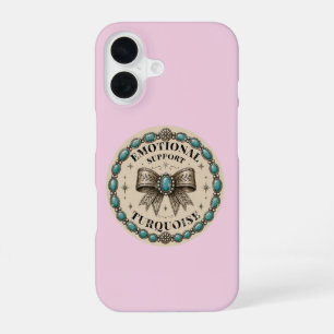 Coque iPhone 16 Soutien Émotionnel Turquoise Conception Western