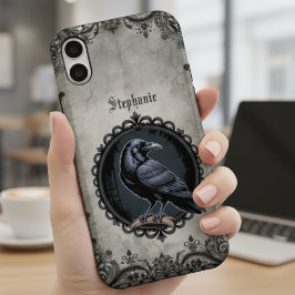 Coque iPhone 16 Style Académique Sombre Corbeau Gothique
