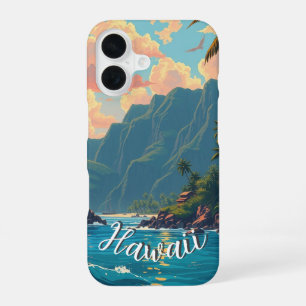 Coque iPhone 16 Style vintage Hawaiian Travel Honolulu Mid-Pacific