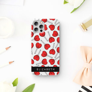 Coque iPhone 16 Sucettes Rouges, Sucettes en forme de Coeur, Sucet