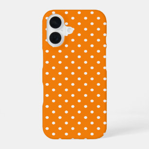 Coque iPhone 16 Taches à pois orange et blanc
