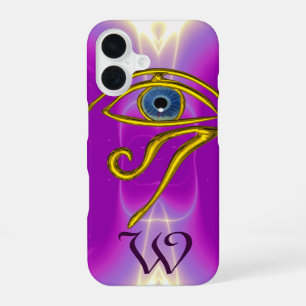 Coque iPhone 16 TALISMAN MONOGRAMME BLEU Rose Fuchsia Violet
