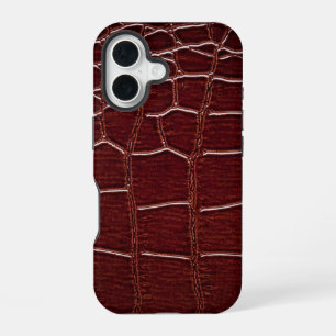 Coque iPhone 16 Taupe moderne Croc Cuir Texture