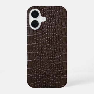 Coque iPhone 16 Taupe moderne Croc Cuir Texture
