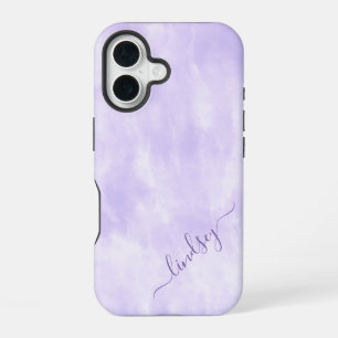 Coque iPhone 16 Tie Purple Dye Calligraphie Nom Personnalisé