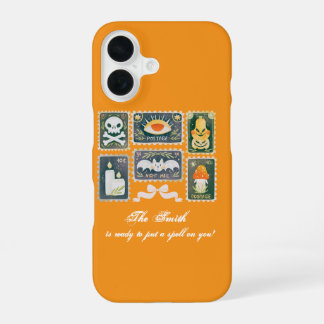 Coque iPhone 16 Timbre Citrouille de saison Éffrayante Halloween R