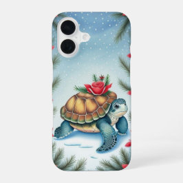 Coque iPhone 16 Tortue plate festive de vacances 