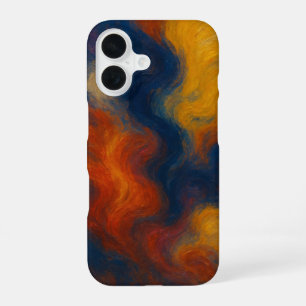 Coque iPhone 16 Tourbillon de peinture à l'huile abstraite et luna