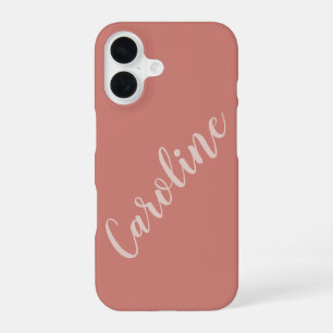 Coque iPhone 16 Typographie minimaliste Terracotta Nom personnalis