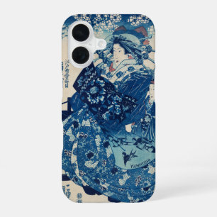 Coque iPhone 16 Ukiyo-e japonais – Utagawa Kuniyoshi – Texte perso