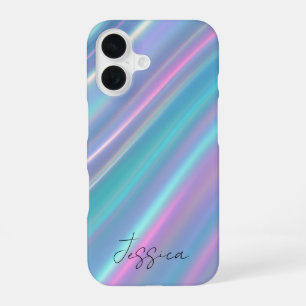Coque iPhone 16 Vagues iridescentes holographiques