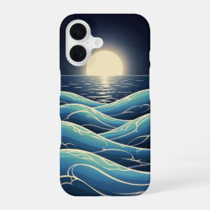 Coque iPhone 16 Vagues Lunaires Rétro