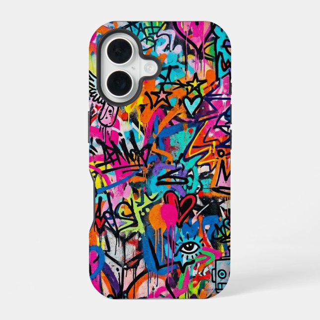 Coque iPhone 16 Vibrant Neon Graffiti Pattern iPhone 16 case (Verso)