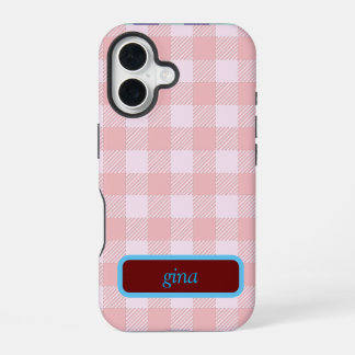 Coque iPhone 16 Vichy à Carreaux Personnalisé