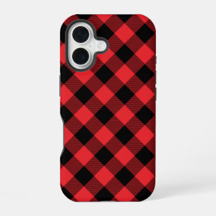 Coque iPhone 16 Vichy Rouge Noir Buffalo