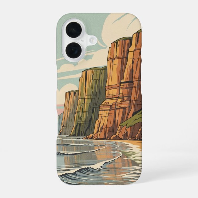 Coque iPhone 16 Vintage Coastal Cliffs (Verso)