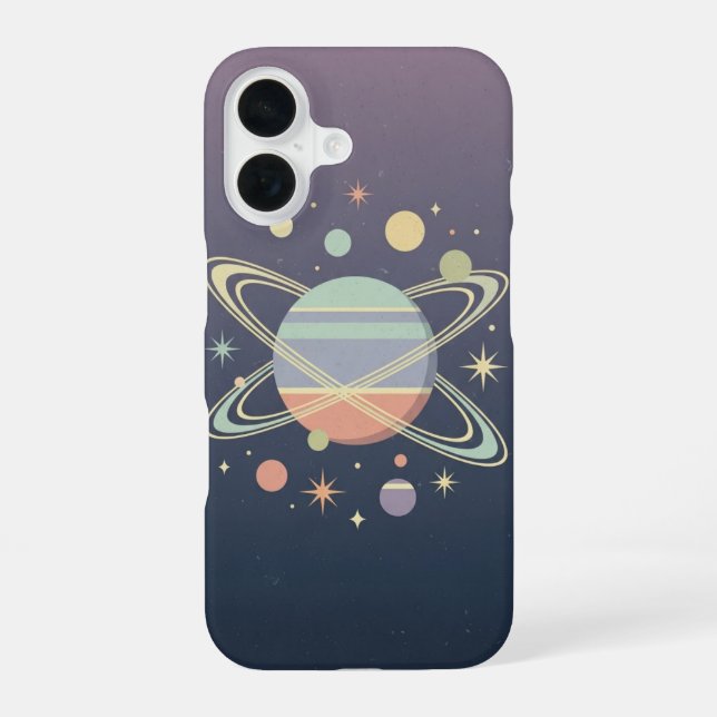 Coque iPhone 16 Vintage Ringed Planet (Verso)