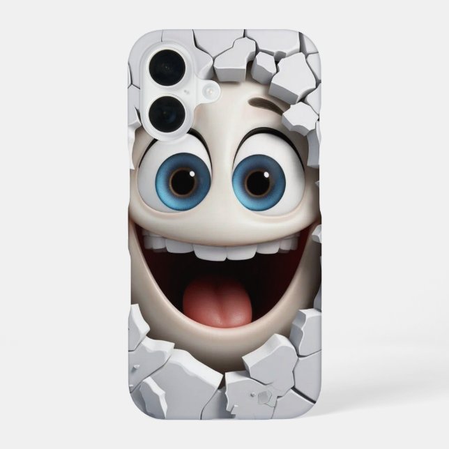 Coque iPhone 16 visage de dessin animé avec boîtier de téléphone d (Verso)