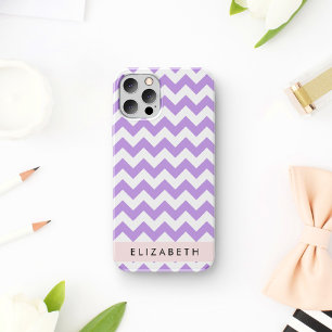 Coque iPhone 16 Zigzag Violet, Chevron Violet, Votre Nom