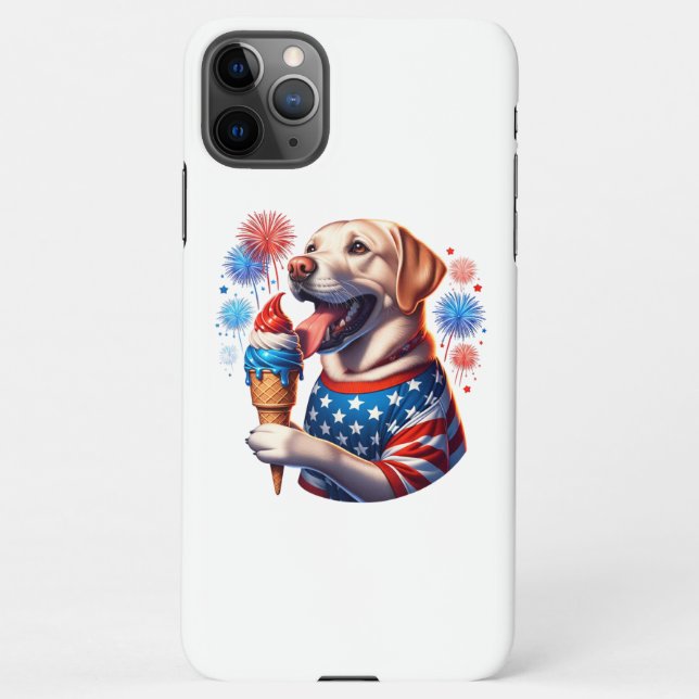 Coque iPhone 4 juillet Chien avec cône de glace (Dos)