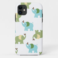 Coque iPhone 5 Blue and Green Elephants