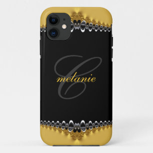 Coque iPhone 5 en or et noir avec monogramme et de