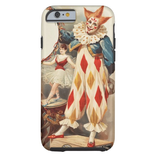 Coque iPhone 6 Tough Clown de cirque vintage coloré (Dos)