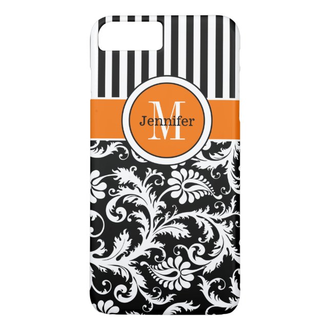 Coque iPhone 7 | Damas | Tracées | Orange (Dos)