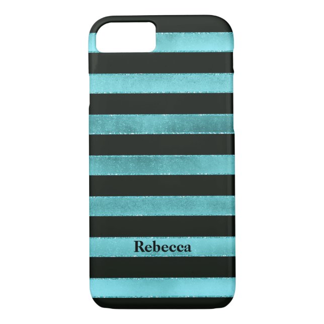 Coque iPhone 7 | FAUX Aqua Foil | Bandes noires (Dos)