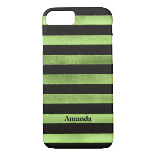 Coque iPhone 7 FAUX Lime Foil Bandes noires