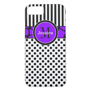 Coque iPhone 7   Rayures, points   Violet