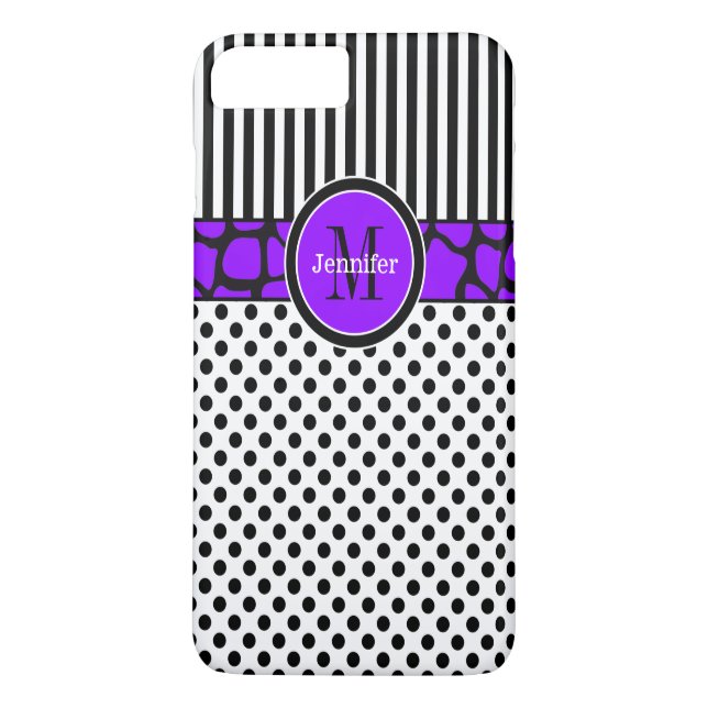 Coque iPhone 7 | Rayures, points | Violet (Dos)
