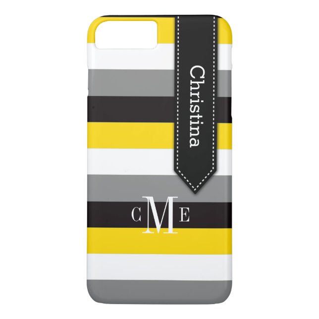 Coque iPhone 7 | Tracées | Jaune, gris, noir (Dos)
