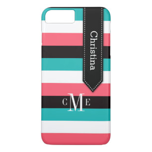 Coque iPhone 7 Tracées Turquoise, Corail, Noir